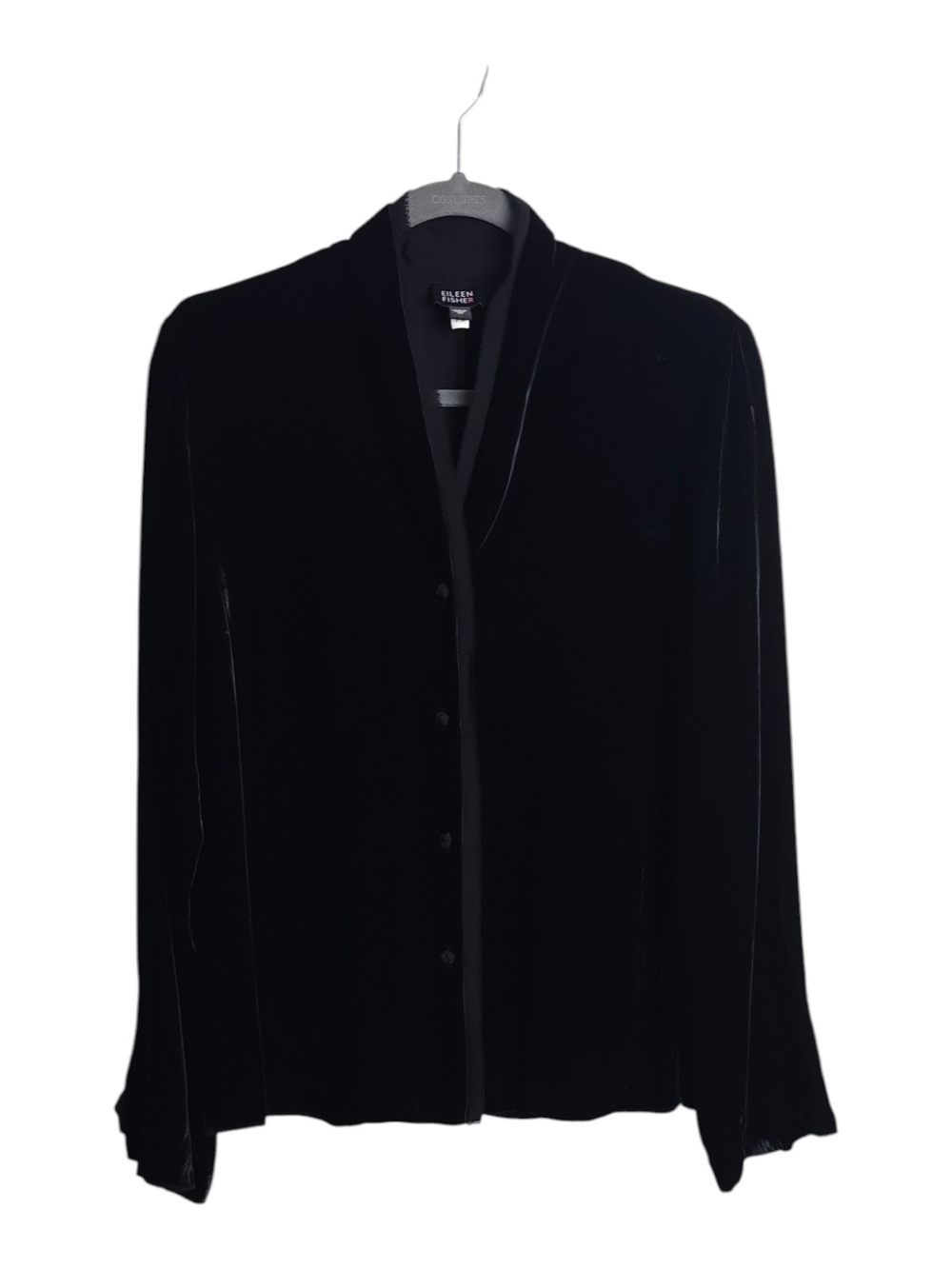 Eileen Fisher Black Velvet Shawl-Collar Jacket
